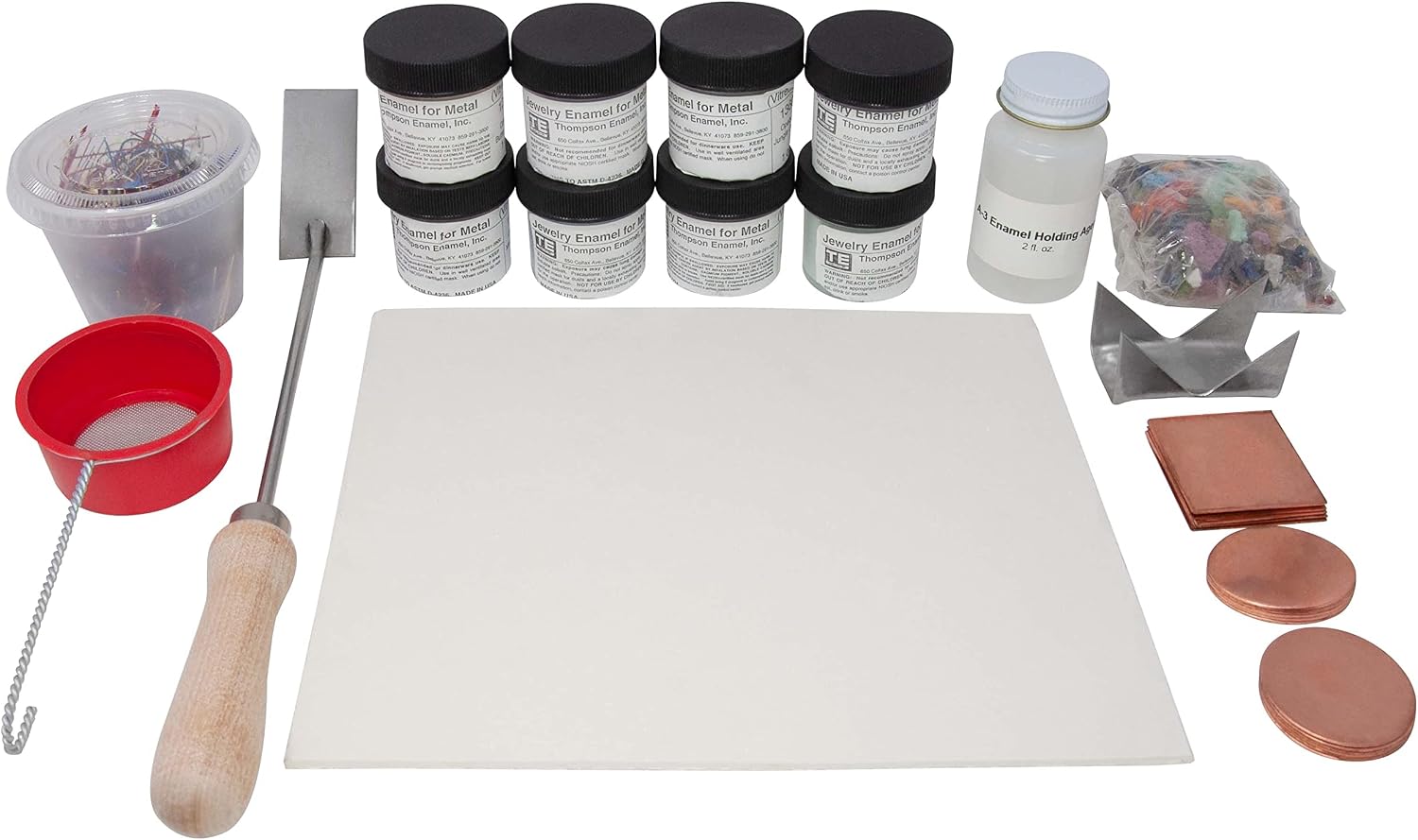 PMC Supplies LLC Thompson Enamel Kit with Tabletop RapidFire Programmable Pro-LP Kiln Beginner's Set Jewelry Making Enameling Furnace